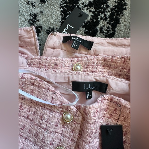 Lulus Pink Tweed skirt set size Large - Picture 2 of 3